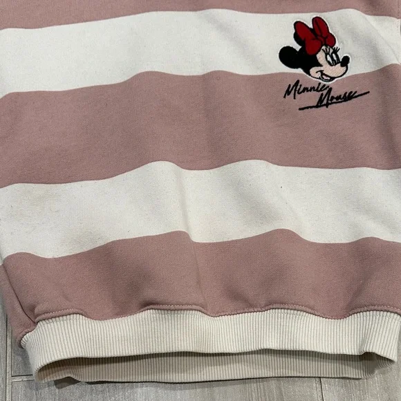 Zara 3T Minnie Mouse Striped Sweatshirt Pink and White - Picture 5 of 10